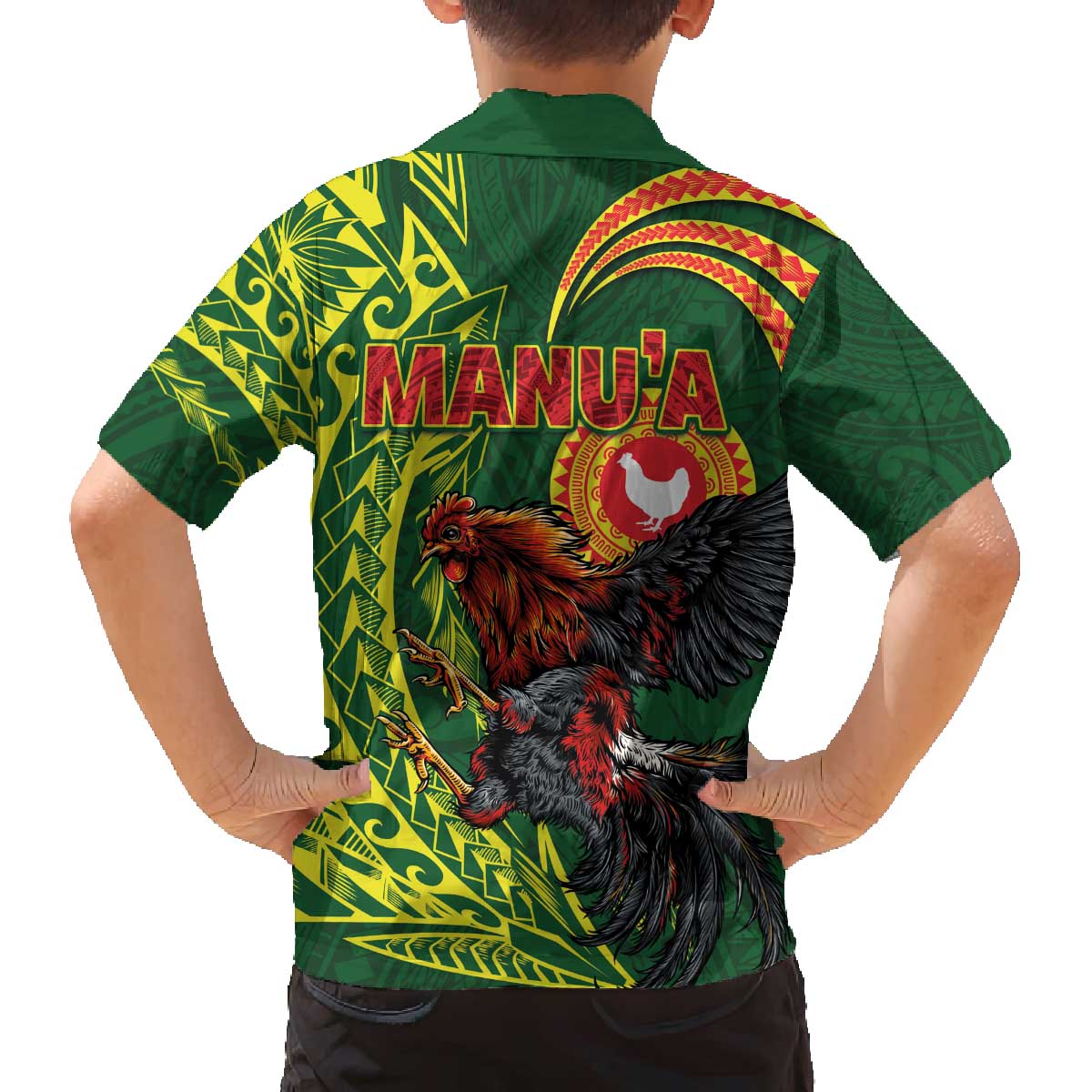 Proud of Manu'a Islands Family Matching Off The Shoulder Long Sleeve Dress and Hawaiian Shirt Rooster and Polynesian Art Wing Style LT03 - Polynesian Pride