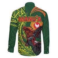 Proud of Manu'a Islands Family Matching Off The Shoulder Long Sleeve Dress and Hawaiian Shirt Rooster and Polynesian Art Wing Style LT03 - Polynesian Pride