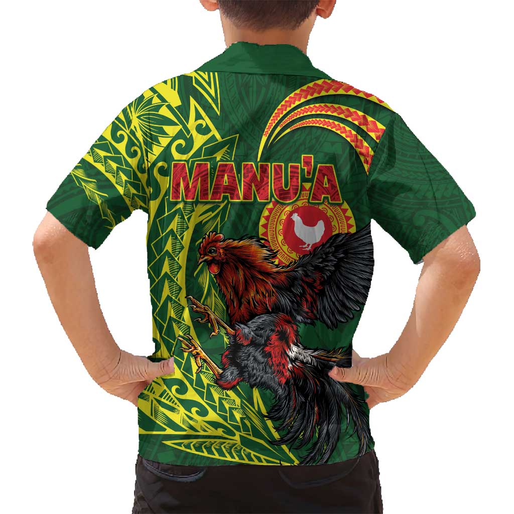 Proud of Manu'a Islands Family Matching Off Shoulder Short Dress and Hawaiian Shirt Rooster and Polynesian Art Wing Style LT03 - Polynesian Pride