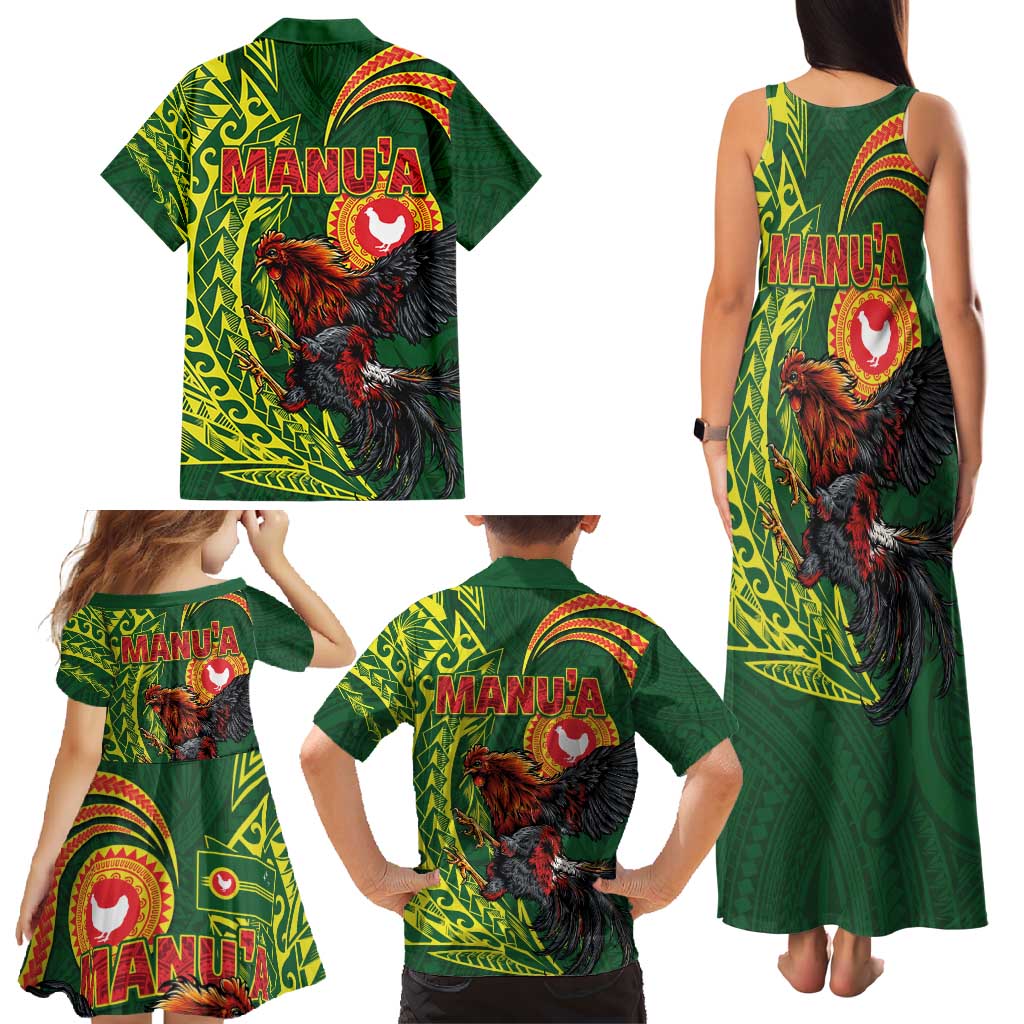 Proud of Manu'a Islands Family Matching Tank Maxi Dress and Hawaiian Shirt Rooster and Polynesian Art Wing Style LT03 - Polynesian Pride