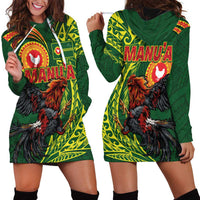 Proud of Manu'a Islands Hoodie Dress Rooster and Polynesian Art Wing Style LT03 - Polynesian Pride