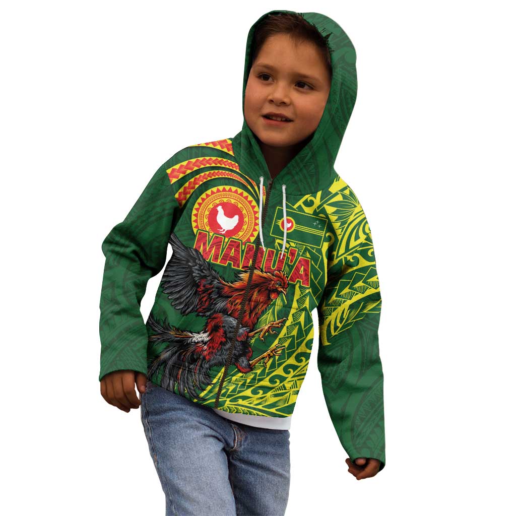 Proud of Manu'a Islands Kid Hoodie Rooster and Polynesian Art Wing Style LT03 - Polynesian Pride