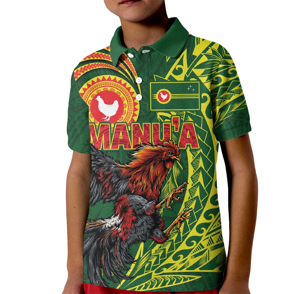 Proud of Manu'a Islands Kid Polo Shirt Rooster and Polynesian Art Wing Style LT03 Kid Green - Polynesian Pride