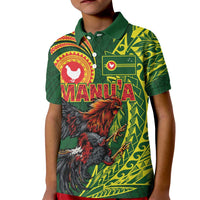Proud of Manu'a Islands Kid Polo Shirt Rooster and Polynesian Art Wing Style LT03 Kid Green - Polynesian Pride