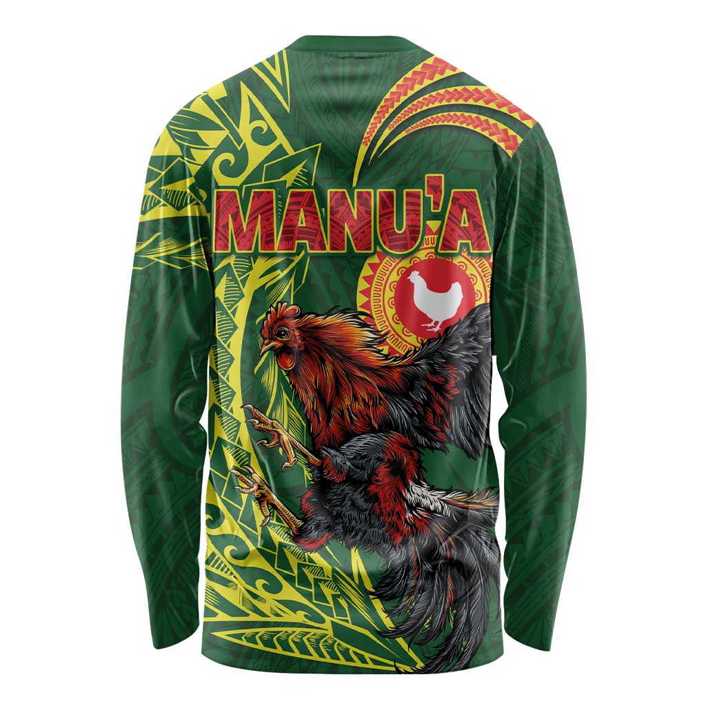 Proud of Manu'a Islands Long Sleeve Shirt Rooster and Polynesian Art Wing Style