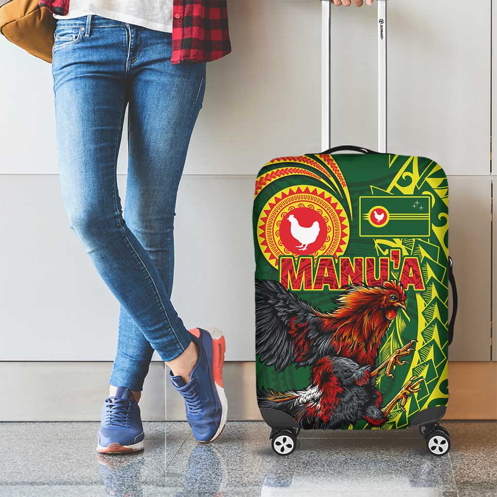 Proud of Manu'a Islands Luggage Cover Rooster and Polynesian Art Wing Style LT03 - Polynesian Pride