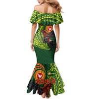 Proud of Manu'a Islands Mermaid Dress Rooster and Polynesian Art Wing Style LT03 - Polynesian Pride