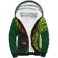 Proud of Manu'a Islands Sherpa Hoodie Rooster and Polynesian Art Wing Style LT03 Unisex Green - Polynesian Pride