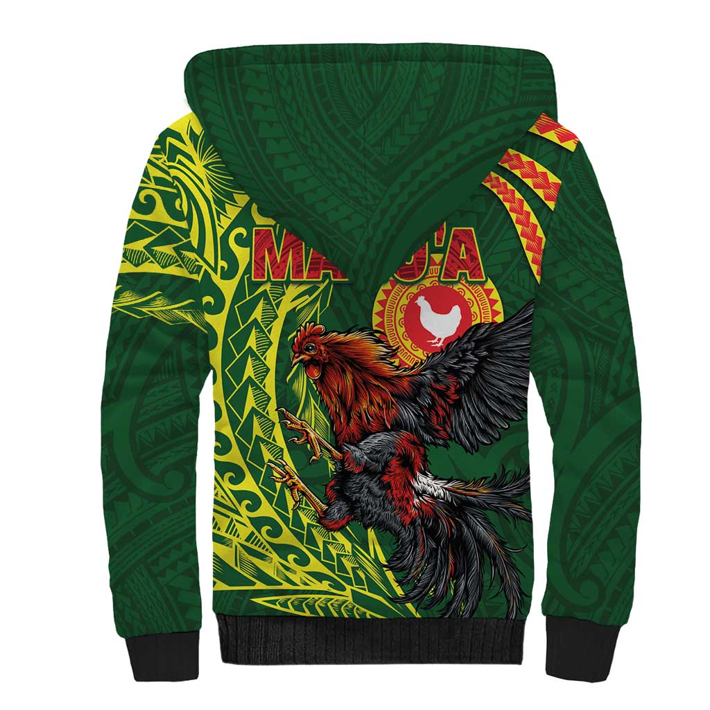 Proud of Manu'a Islands Sherpa Hoodie Rooster and Polynesian Art Wing Style LT03 - Polynesian Pride