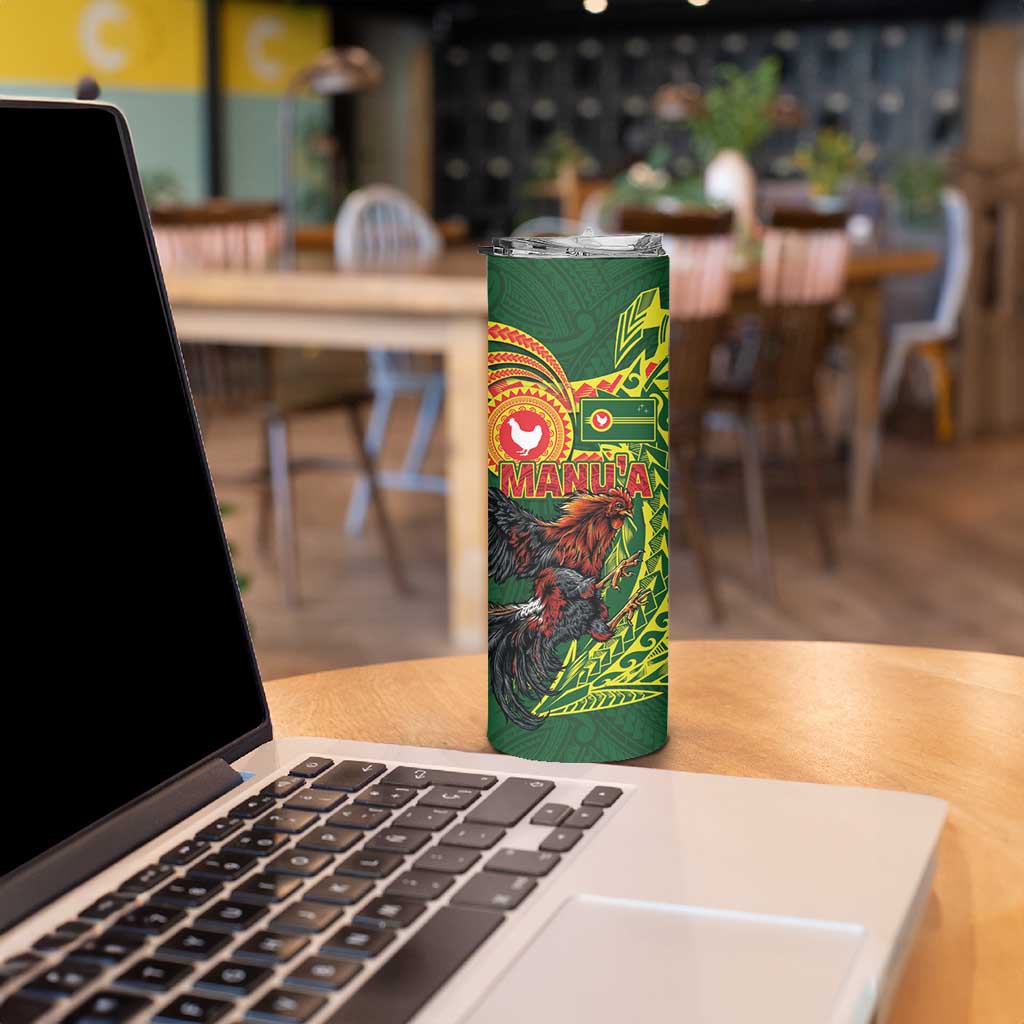 Proud of Manu'a Islands Skinny Tumbler Rooster and Polynesian Art Wing Style LT03 - Polynesian Pride