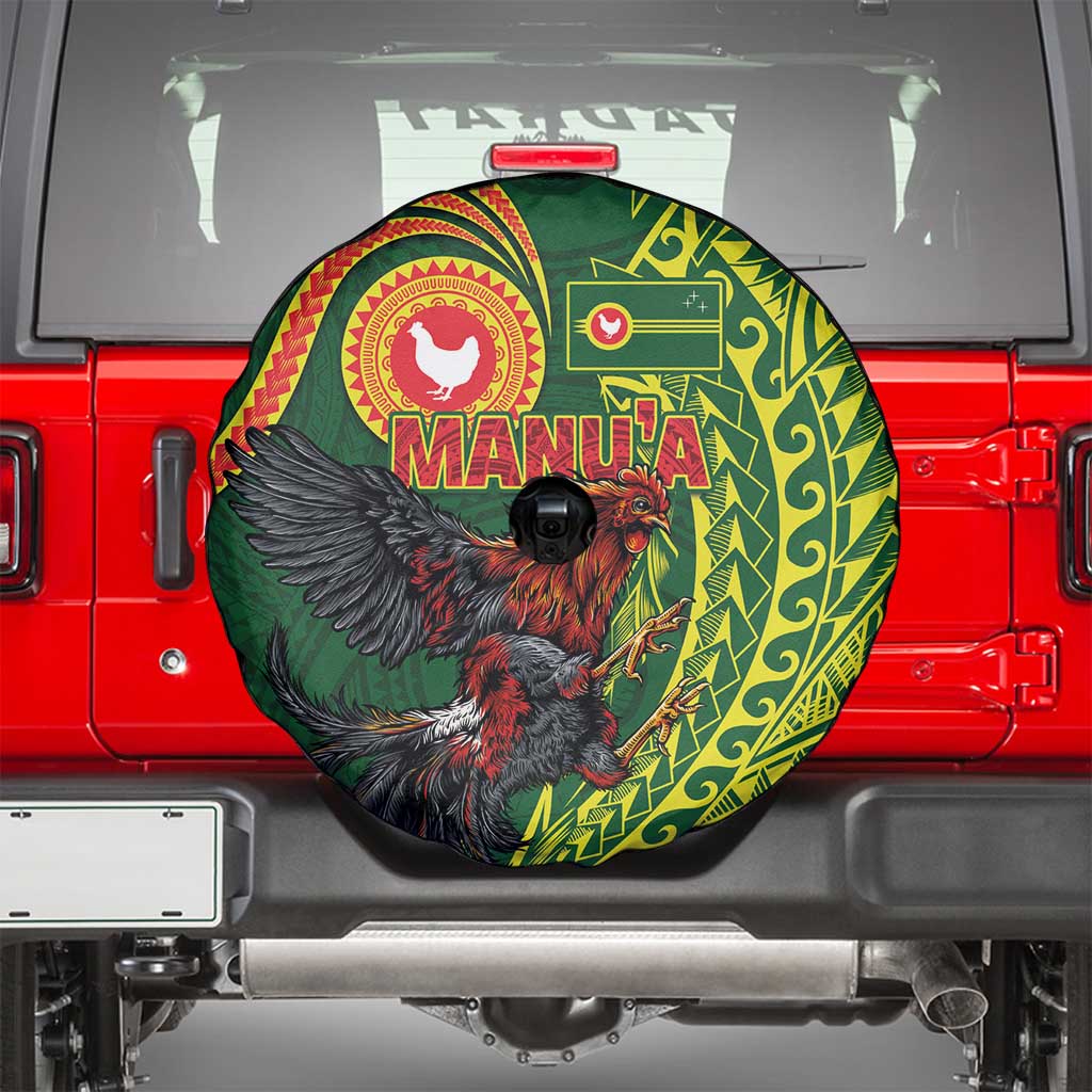 Proud of Manu'a Islands Spare Tire Cover Rooster and Polynesian Art Wing Style LT03 - Polynesian Pride