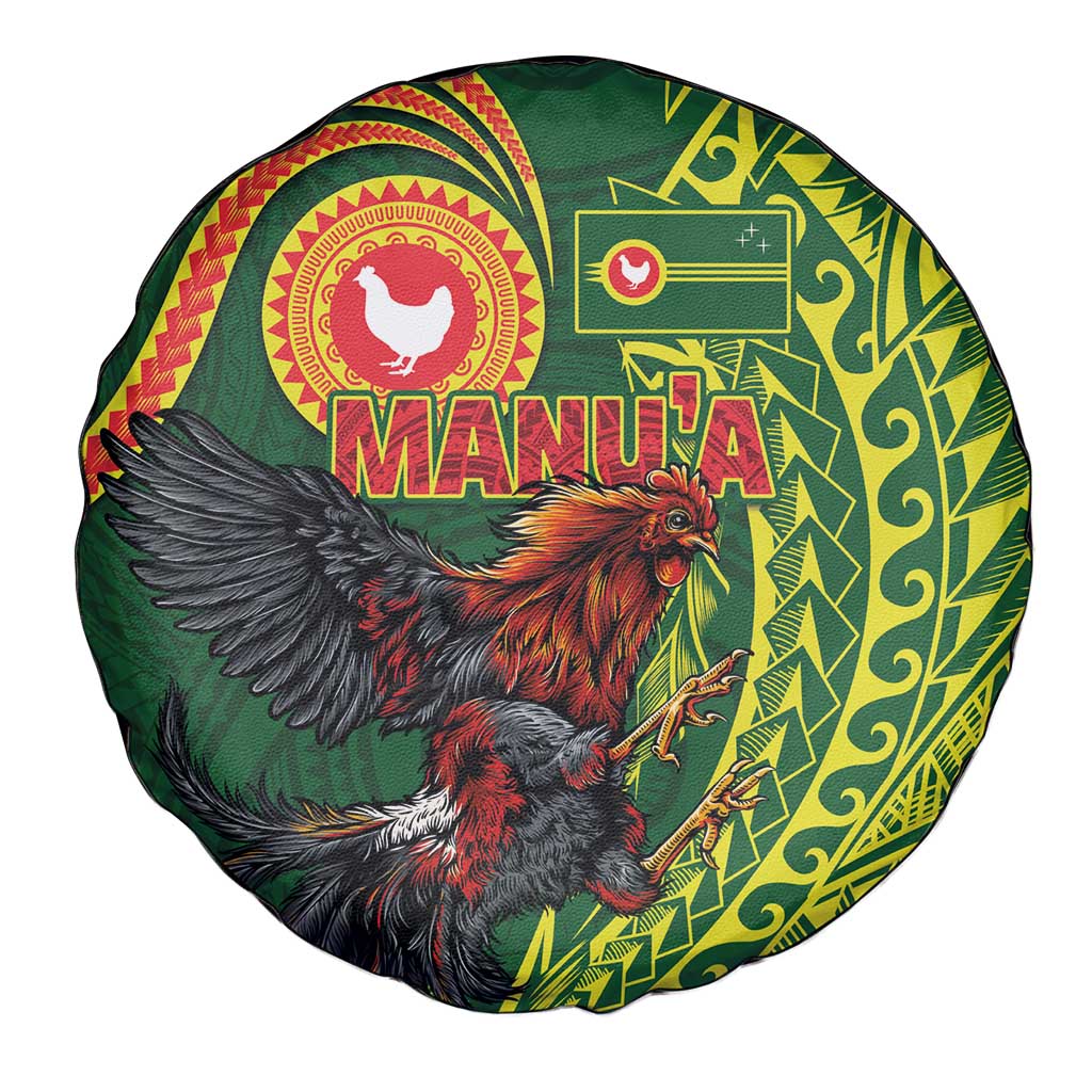 Proud of Manu'a Islands Spare Tire Cover Rooster and Polynesian Art Wing Style LT03 - Polynesian Pride