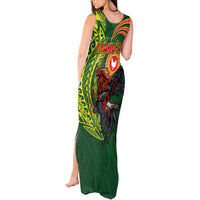 Proud of Manu'a Islands Tank Maxi Dress Rooster and Polynesian Art Wing Style LT03 - Polynesian Pride