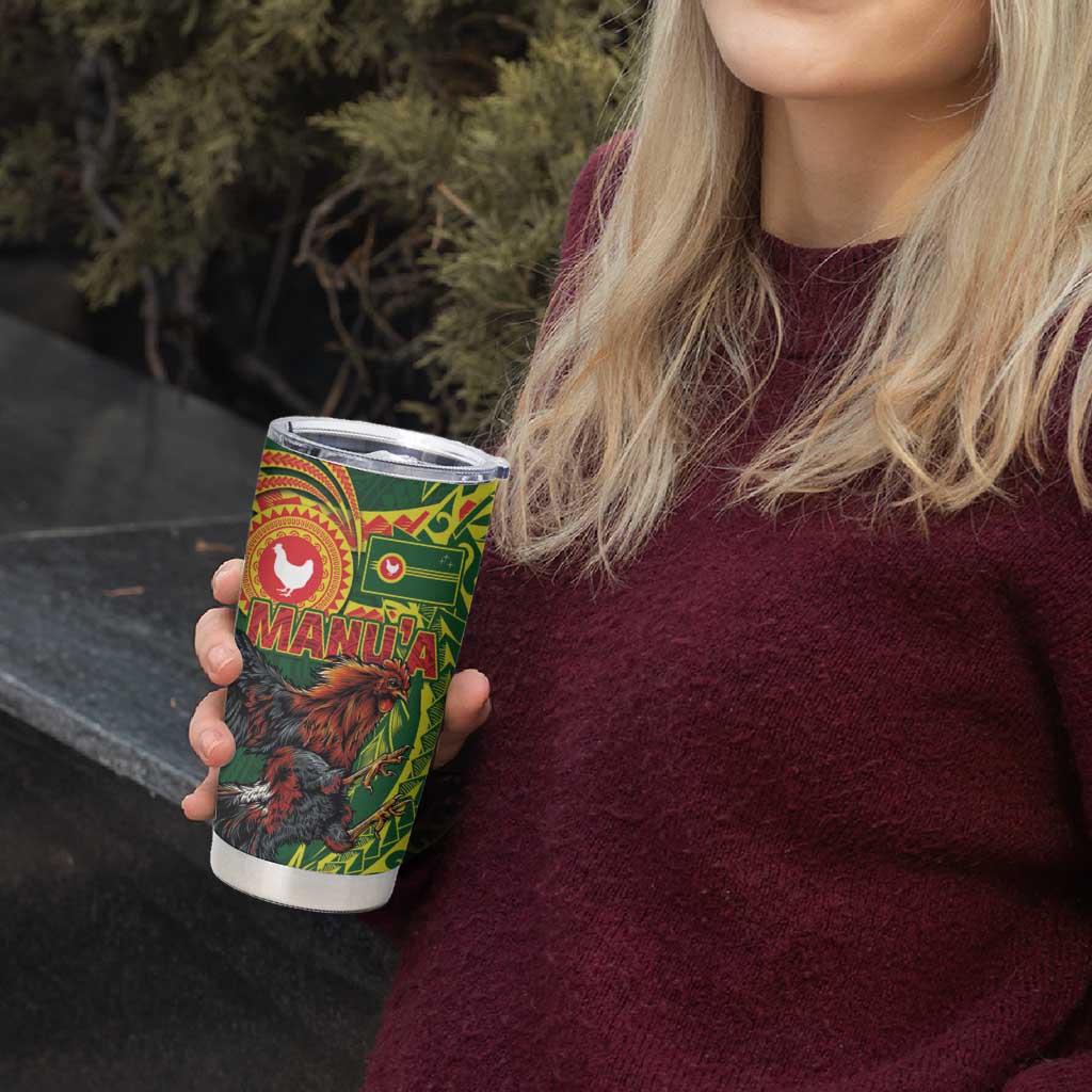 Proud of Manu'a Islands Tumbler Cup Rooster and Polynesian Art Wing Style