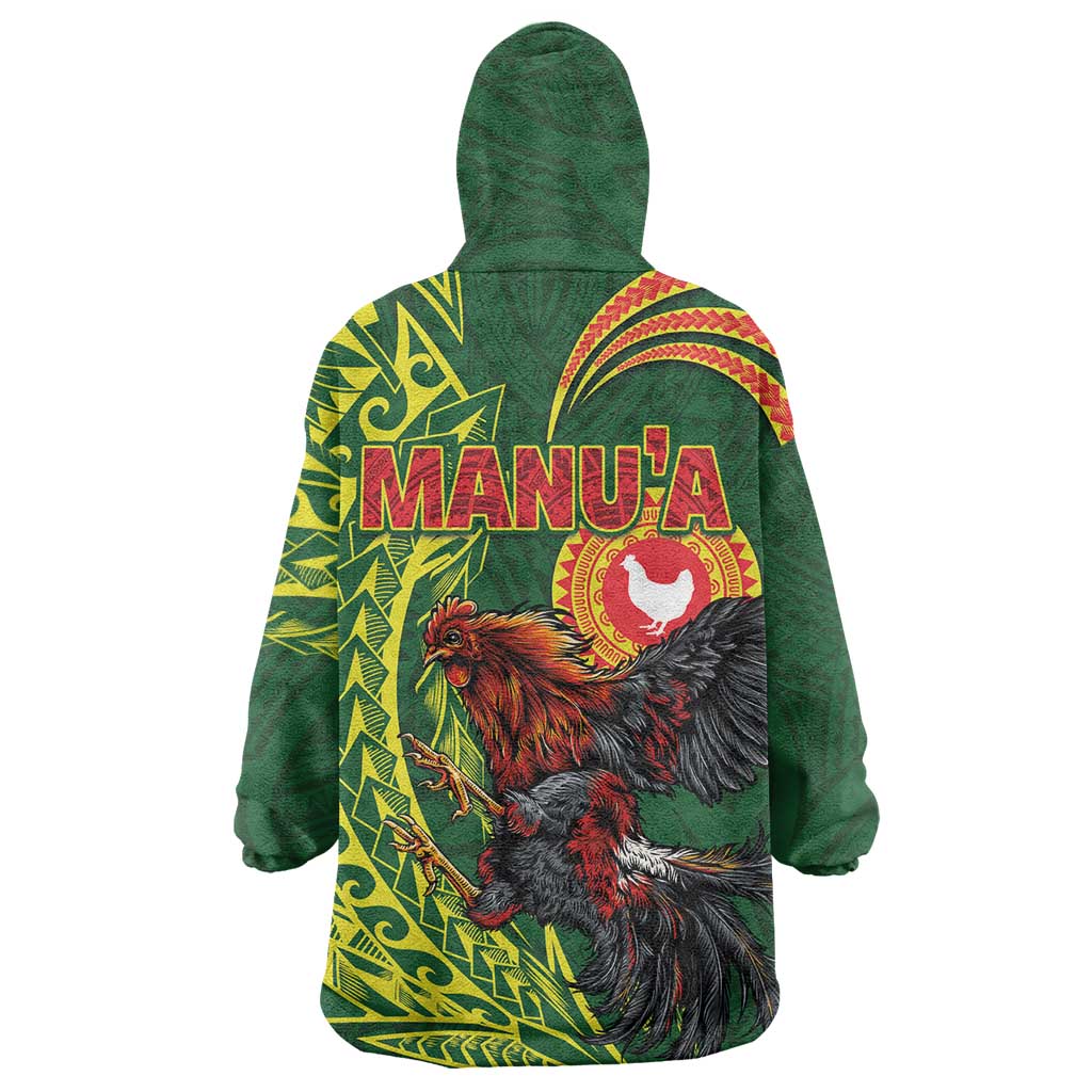 Proud of Manu'a Islands Wearable Blanket Hoodie Rooster and Polynesian Art Wing Style LT03 - Polynesian Pride