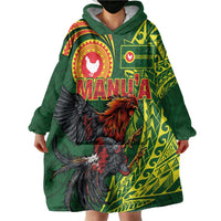 Proud of Manu'a Islands Wearable Blanket Hoodie Rooster and Polynesian Art Wing Style LT03 - Polynesian Pride