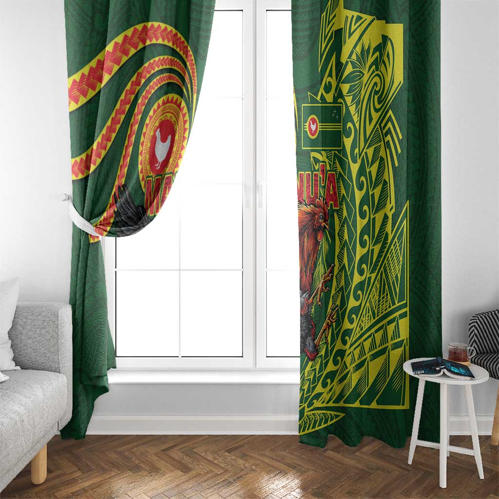 Proud of Manu'a Islands Window Curtain Rooster and Polynesian Art Wing Style