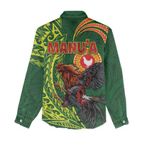 Proud of Manu'a Islands Women Casual Shirt Rooster and Polynesian Art Wing Style LT03 - Polynesian Pride