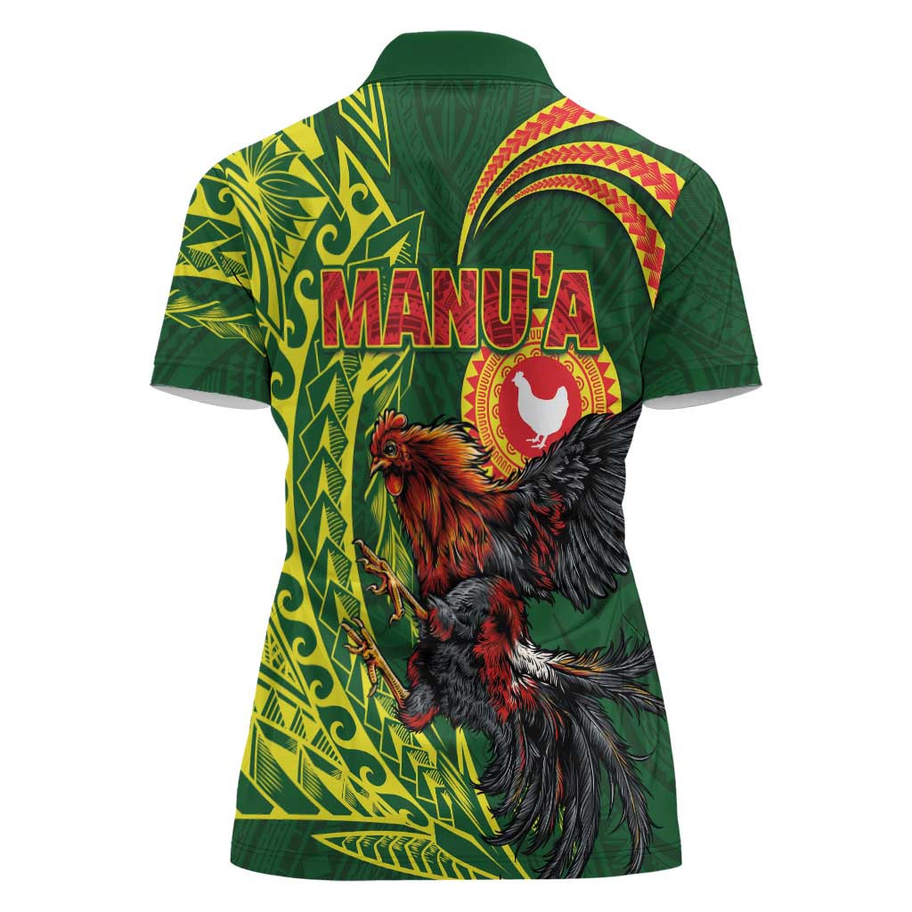 Proud of Manu'a Islands Women Polo Shirt Rooster and Polynesian Art Wing Style LT03 - Polynesian Pride