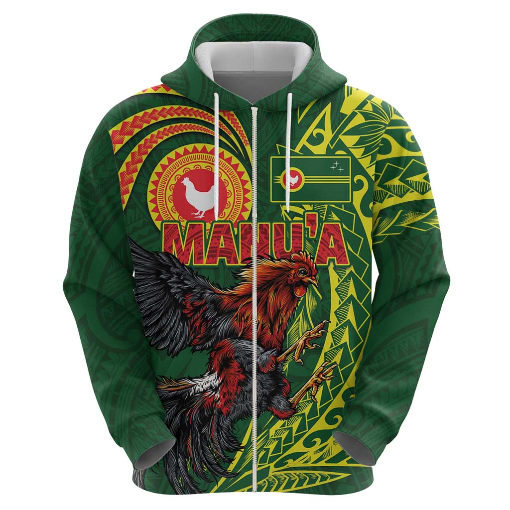 Proud of Manu'a Islands Zip Hoodie Rooster and Polynesian Art Wing Style LT03 - Polynesian Pride