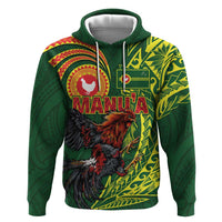 Proud of Manu'a Islands Zip Hoodie Rooster and Polynesian Art Wing Style LT03 Pullover Hoodie Green - Polynesian Pride