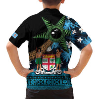 Fiji Day Family Matching Long Sleeve Bodycon Dress and Hawaiian Shirt Palm Tree With Plumeria Tapa Tribal Pattern LT03 - Polynesian Pride