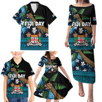 Fiji Day Family Matching Puletasi and Hawaiian Shirt Palm Tree With Plumeria Tapa Tribal Pattern LT03 - Polynesian Pride
