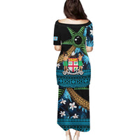 Fiji Day Family Matching Puletasi and Hawaiian Shirt Palm Tree With Plumeria Tapa Tribal Pattern LT03 - Polynesian Pride