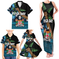Fiji Day Family Matching Tank Maxi Dress and Hawaiian Shirt Palm Tree With Plumeria Tapa Tribal Pattern LT03 - Polynesian Pride