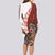 Maori Warrior Long Sleeve Bodycon Dress Silver Fern New Zealand Map With Kowhaiwhai Pattern LT03 - Polynesian Pride
