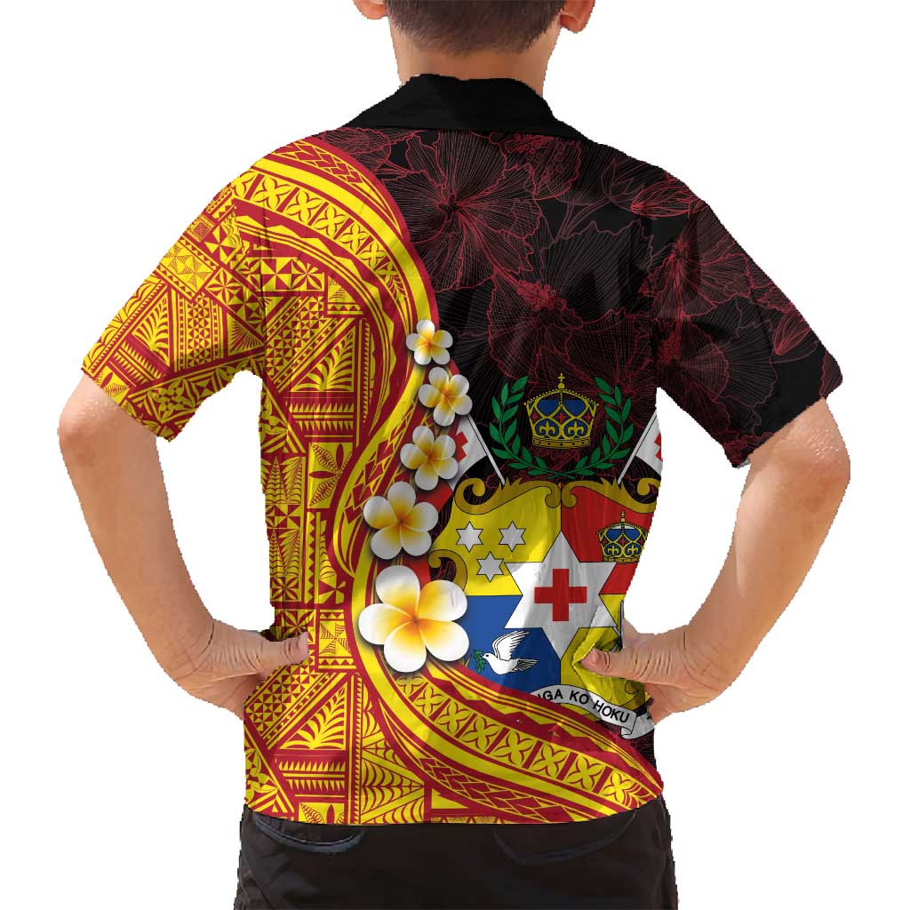 Tonga Culture Family Matching Long Sleeve Bodycon Dress and Hawaiian Shirt Ngatu Pattern with Plumeria and Hibiscus LT03 - Polynesian Pride