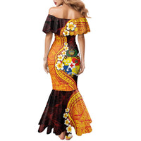 Tonga Culture Family Matching Mermaid Dress and Hawaiian Shirt Ngatu Pattern with Plumeria and Hibiscus LT03 - Polynesian Pride