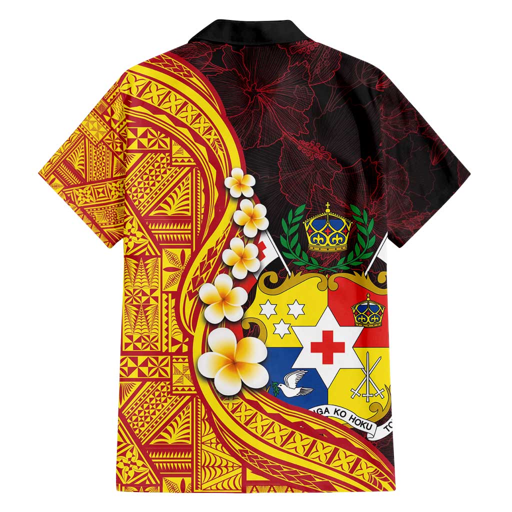 Tonga Culture Family Matching Off Shoulder Maxi Dress and Hawaiian Shirt Ngatu Pattern with Plumeria and Hibiscus LT03 - Polynesian Pride