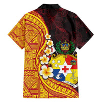 Tonga Culture Family Matching Off Shoulder Maxi Dress and Hawaiian Shirt Ngatu Pattern with Plumeria and Hibiscus LT03 - Polynesian Pride