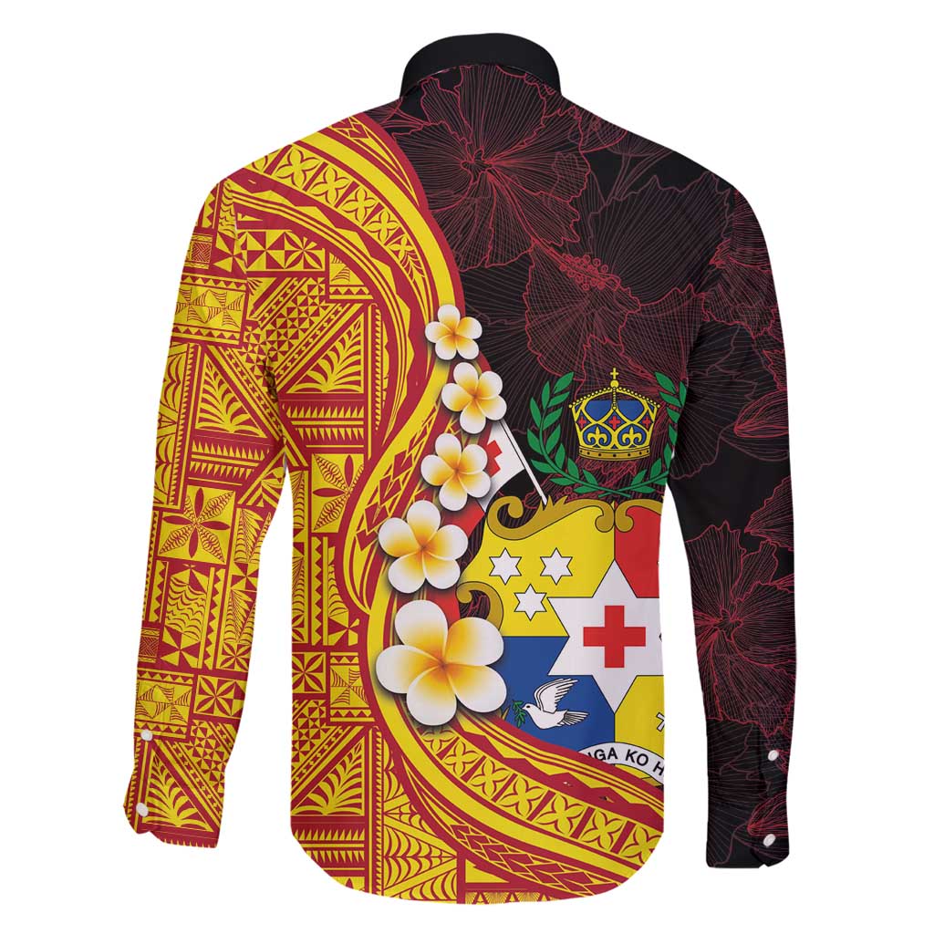 Tonga Culture Family Matching Off Shoulder Maxi Dress and Hawaiian Shirt Ngatu Pattern with Plumeria and Hibiscus LT03 - Polynesian Pride