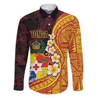 Tonga Culture Family Matching Short Sleeve Bodycon Dress and Hawaiian Shirt Ngatu Pattern with Plumeria and Hibiscus LT03 Dad's Shirt - Long Sleeve Black - Polynesian Pride