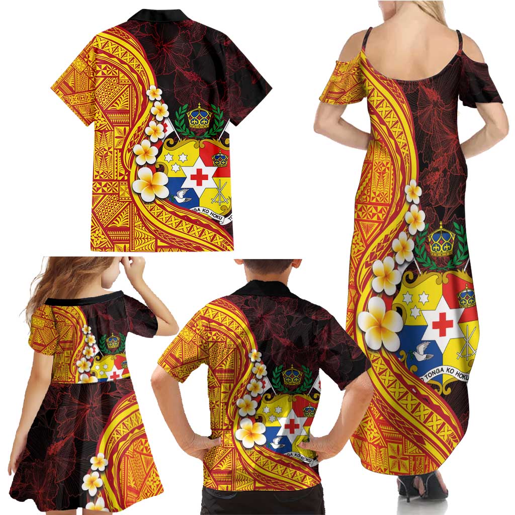 Tonga Culture Family Matching Summer Maxi Dress and Hawaiian Shirt Ngatu Pattern with Plumeria and Hibiscus LT03 - Polynesian Pride