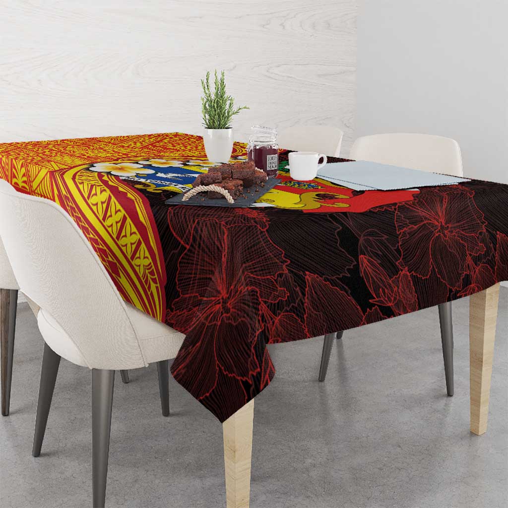 Tonga Culture Tablecloth Ngatu Pattern with Plumeria and Hibiscus