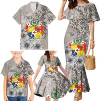 Tonga Culture Family Matching Mermaid Dress and Hawaiian Shirt Ngatu Pattern and Blooming Hibiscus LT03 - Polynesian Pride
