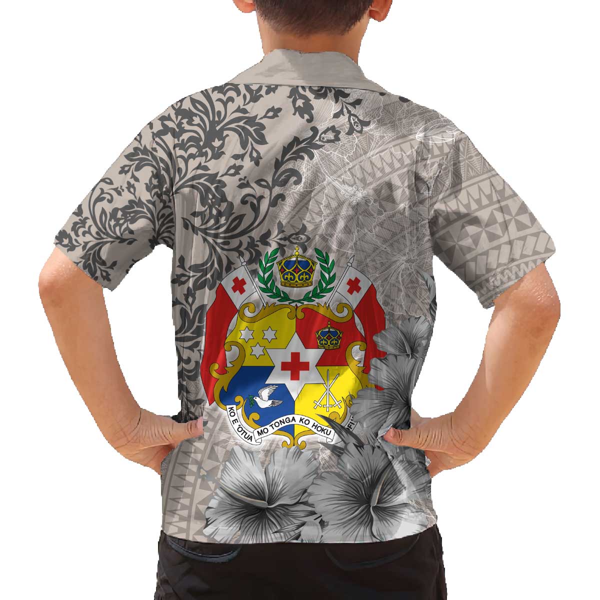 Tonga Culture Family Matching Off The Shoulder Long Sleeve Dress and Hawaiian Shirt Ngatu Pattern and Blooming Hibiscus LT03 - Polynesian Pride