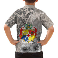 Tonga Culture Family Matching Off Shoulder Short Dress and Hawaiian Shirt Ngatu Pattern and Blooming Hibiscus LT03 - Polynesian Pride
