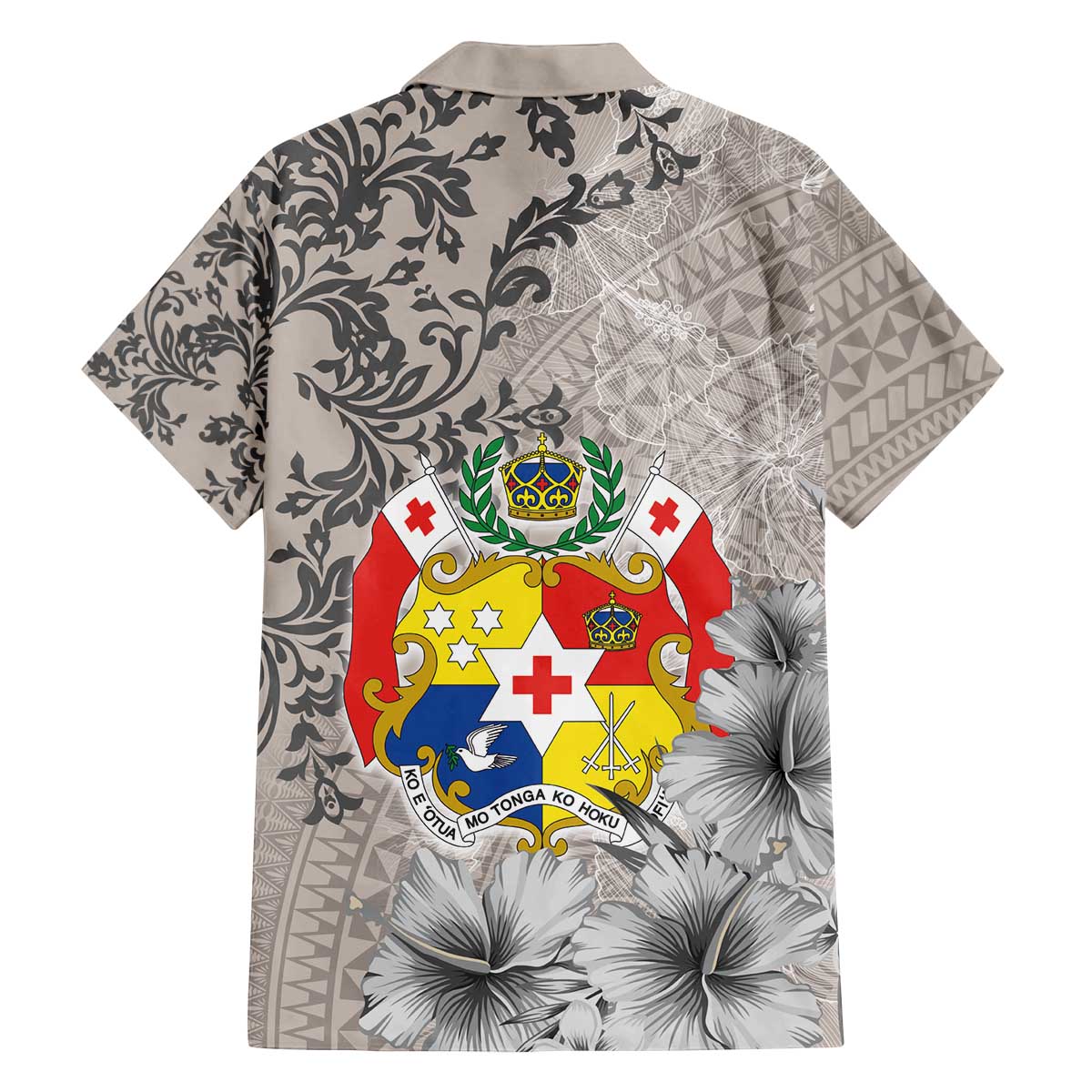 Tonga Culture Family Matching Off Shoulder Short Dress and Hawaiian Shirt Ngatu Pattern and Blooming Hibiscus LT03 - Polynesian Pride