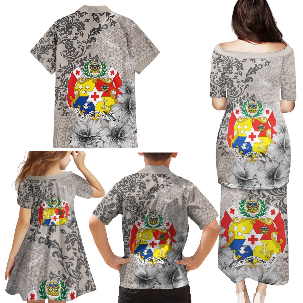 Tonga Culture Family Matching Puletasi and Hawaiian Shirt Ngatu Pattern and Blooming Hibiscus LT03 - Polynesian Pride