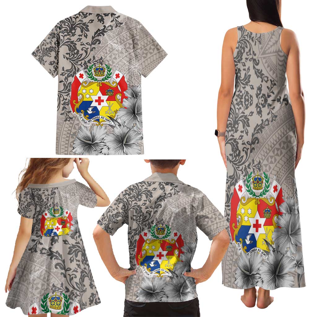 Tonga Culture Family Matching Tank Maxi Dress and Hawaiian Shirt Ngatu Pattern and Blooming Hibiscus LT03 - Polynesian Pride