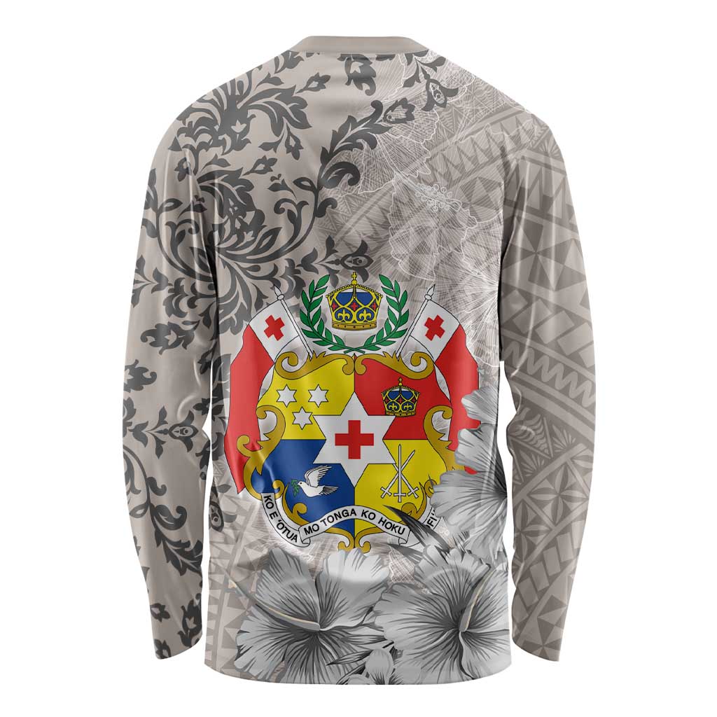 Tonga Culture Long Sleeve Shirt Ngatu Pattern and Blooming Hibiscus LT03 - Polynesian Pride