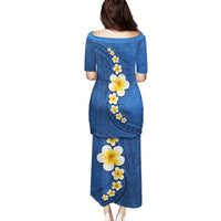 Polynesian Hibiscus and Plumeria with Tapa Pattern Family Matching Puletasi and Hawaiian Shirt Blue Color LT03 - Polynesian Pride