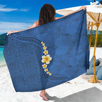 Polynesian Hibiscus and Plumeria with Tapa Pattern Sarong Blue Color LT03 One Size 44 x 66 inches Blue - Polynesian Pride