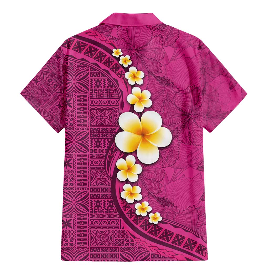 Polynesian Hibiscus and Plumeria with Tapa Pattern Family Matching Mermaid Dress and Hawaiian Shirt Pink Color LT03 - Polynesian Pride