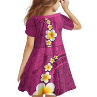 Polynesian Hibiscus and Plumeria with Tapa Pattern Family Matching Off Shoulder Maxi Dress and Hawaiian Shirt Pink Color LT03 - Polynesian Pride