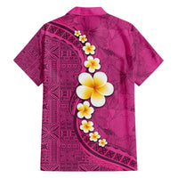 Polynesian Hibiscus and Plumeria with Tapa Pattern Family Matching Puletasi and Hawaiian Shirt Pink Color LT03 - Polynesian Pride